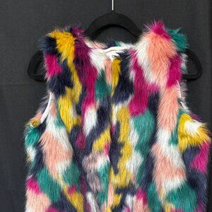Say What? | Faux Fur Multi-color Vest; Soft; 2 pockets; festival, SXSW